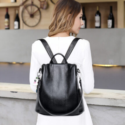 Sac à dos tendance en cuir véritable pour femmes