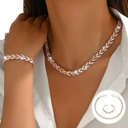 Collier bracelet feuille femme élégant