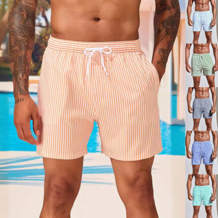 Short homme été rayé léger plage casual
